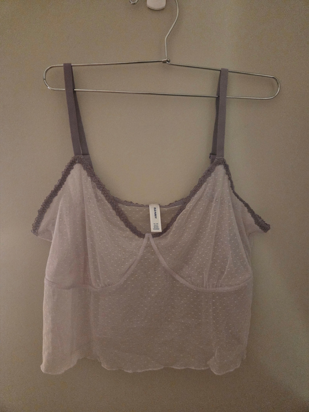 NWOT Old Navy Sheer Dotted Lace-Trim Cami - Lavender